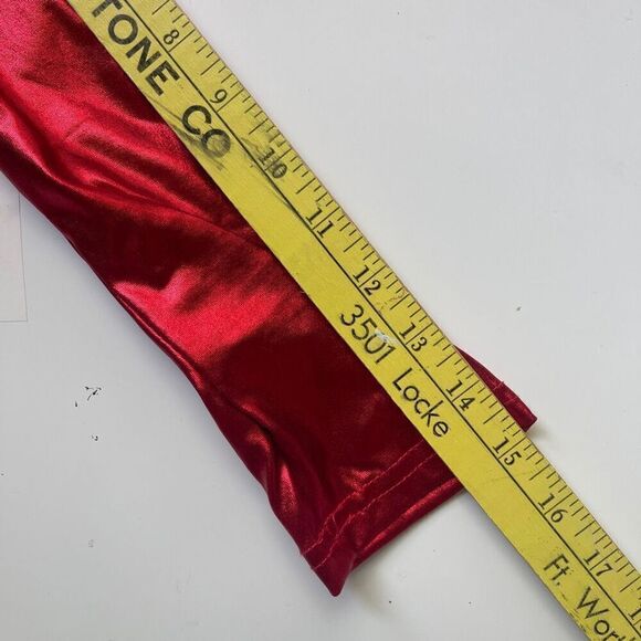 Amscan Scoop Neck Quarter Sleeve Metallic Costume Cosplay Bodysuit Red Medium - Picture 4 of 7